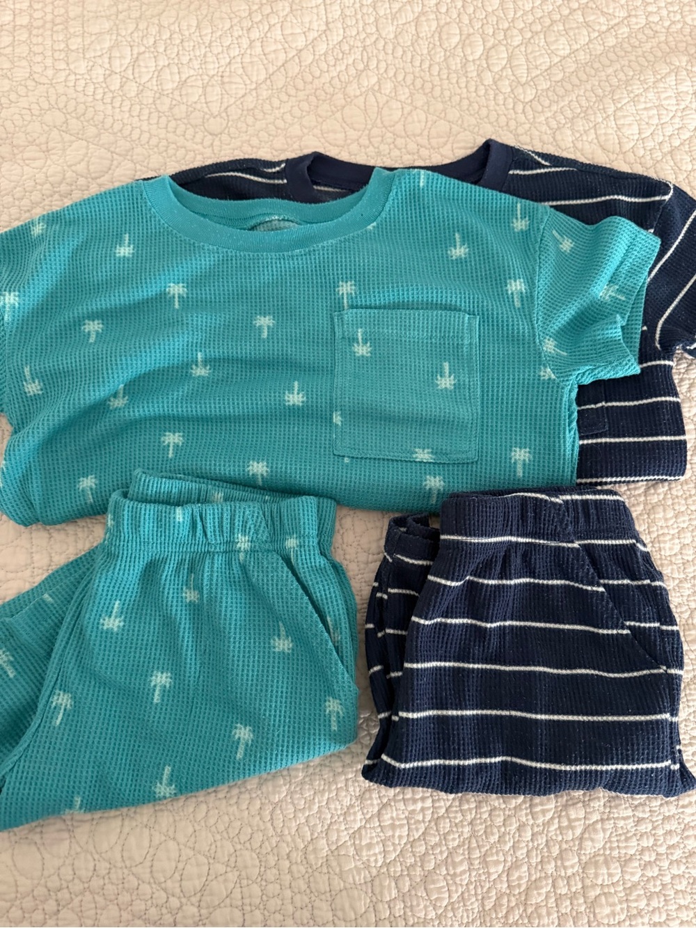 Carter's Teal and Navy Boys Shorts Pajama Set